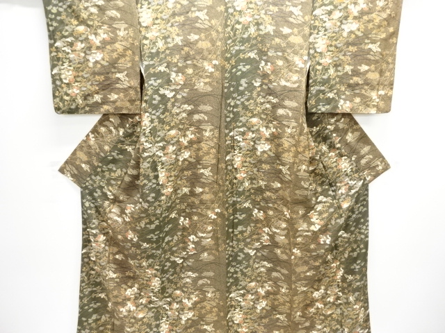 金彩菊に萩模様小紋着物